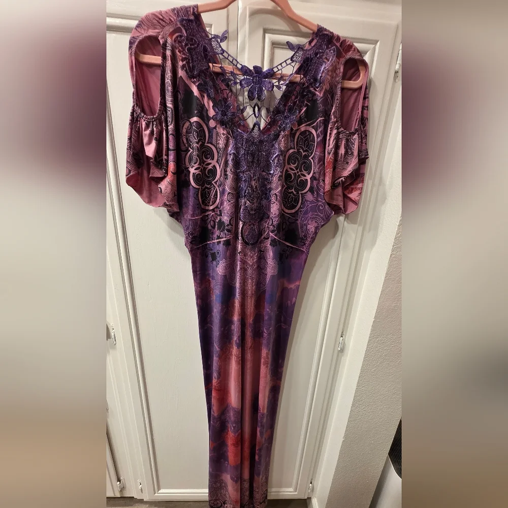 ONE WORLD Pink and Purple Women's Dress - Picture 7 of 15